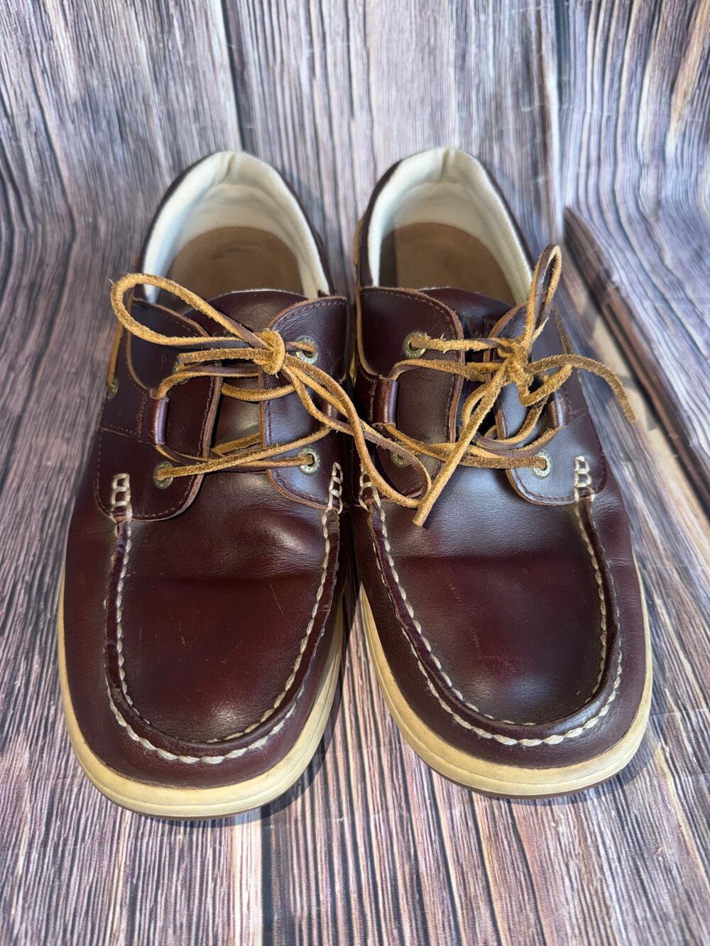 L.L.Bean Men’s Leather Boat Shoes 11.5 Wide Brown Deck Moccasin